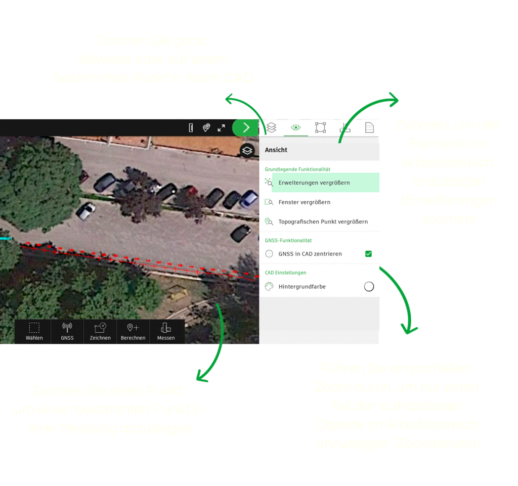 Zoomen Sie ganz, teilweise oder auf einen bestimmten Punkt in Ihrem CAD